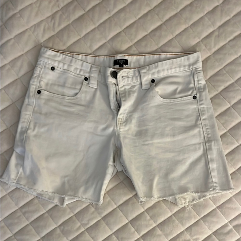 J. Crew White Stretch Denim Shorts